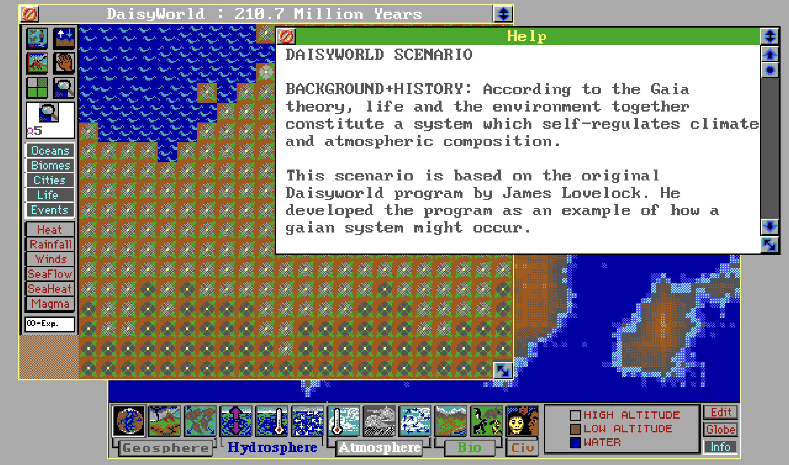 Screenshot of Sim Earth's Daisyworld